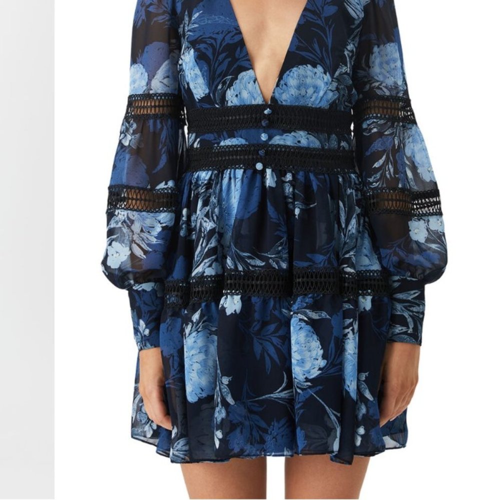 Bardot Hallie Floral Mini Dress - New With Tags - Navy